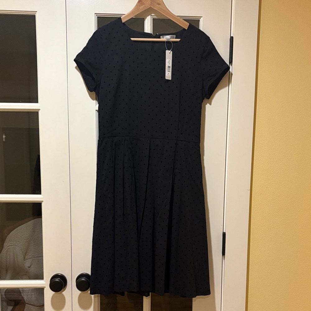 DownEast Spot On Elegant Black Fit and Flare Vintage Look Dress M Black